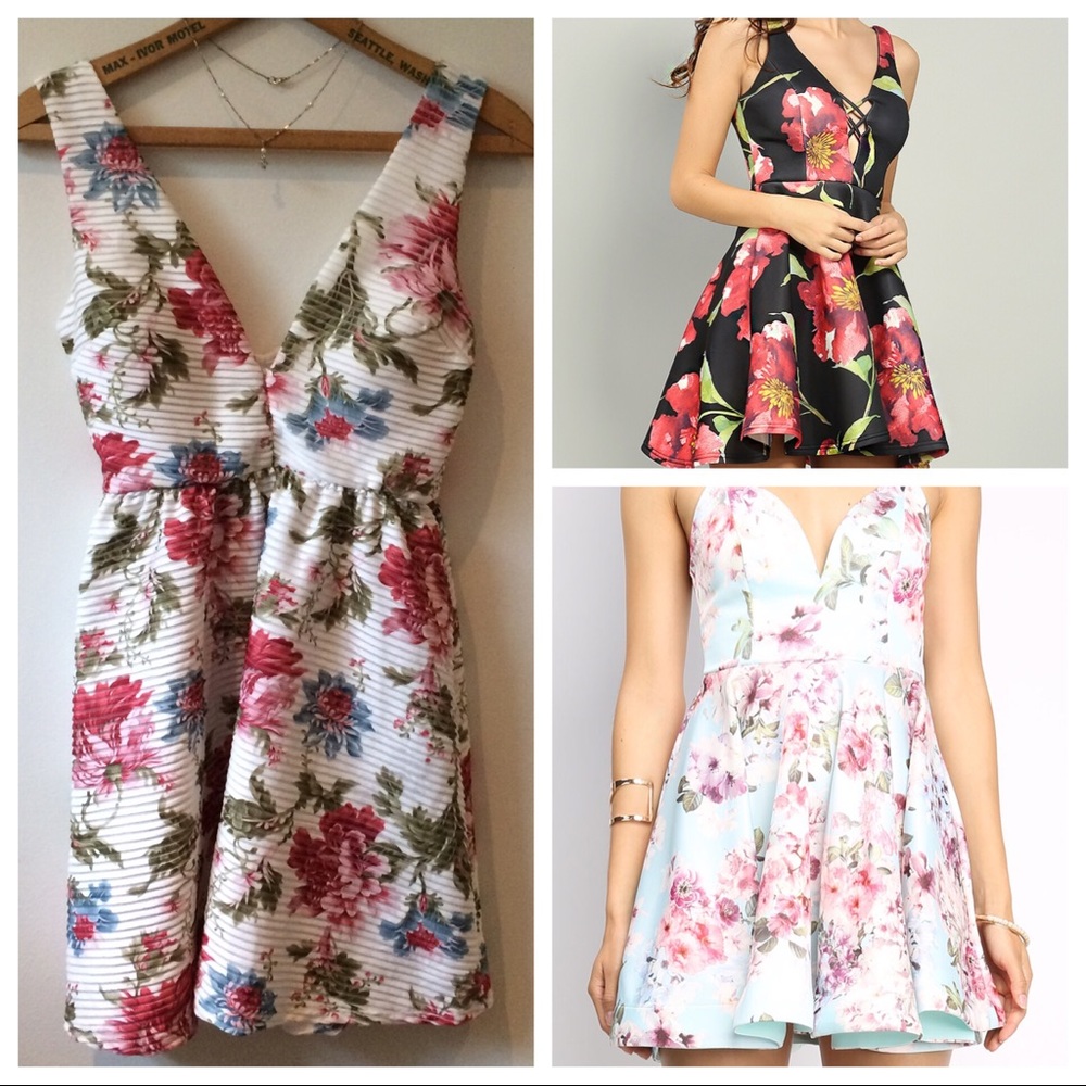 Floral Fit and Flare Dress -S- Papaya